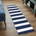 thumbnail image 4 of Navy Blue Striped Large Area Rugs for Bedroom Living Room, Soft Non Slip Carpet Bedside Rug, Modern Farmhouse Blue White Stripes Rectangular Floor Cover Kitchen Accent Rug 2'x6' for Office, 4 of 9