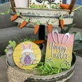 thumbnail image 6 of Fiaya Women 6Pcs Easter Tiered Tray Decor Set, Wooden Bunny Carrot Tiered Tray Sign, Exquisite Patterns Spring Ornaments for Home Kitchen Table Shelf Bar (C), 6 of 9