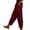 Wine, variant on CHGBMOK Capri Pants for Women Summer Casual Cropped Pants Side Button Elastic Drawstring Ankle Trousers with Pockets