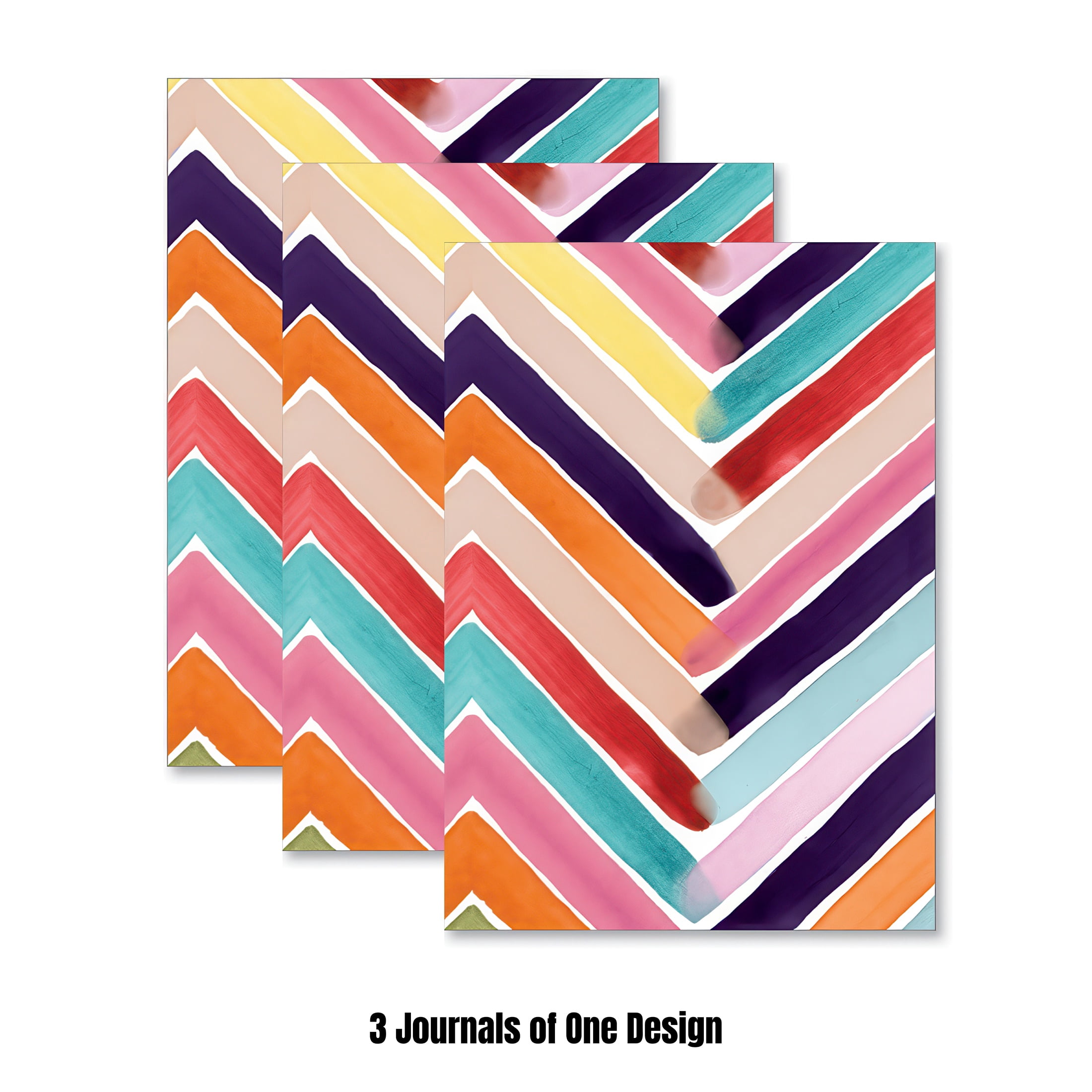 Viabella Watercolor Stripes Standard Journals with Paper Journal, Multi Color, 5", 100 Pages, 3 Count, 3 Pack