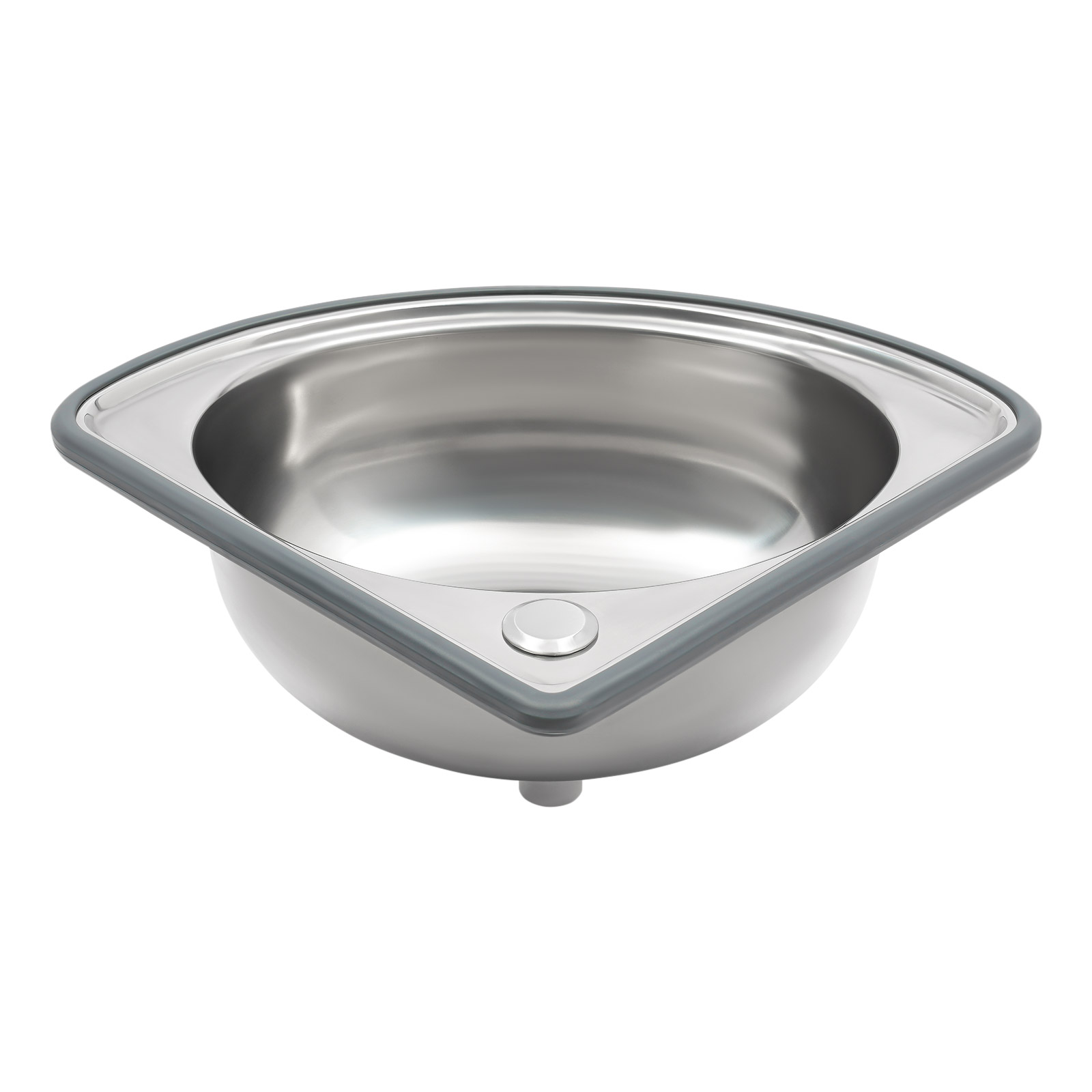 Modern Stainless Steel Small Wall Mount Corner Bathroom Sink W/Overflow Triangle for Homes, Restaurants