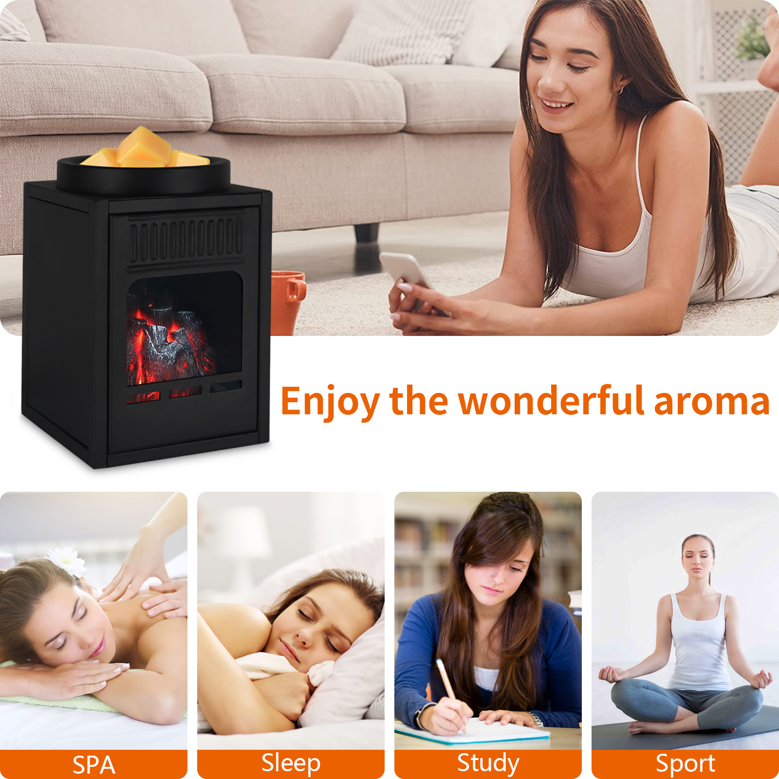 Kobodon Electric Oil Burner Wax Melts Burner Warmer Melter Fragrance Oil Burner for Home Office Bedroom Living Room Gifts DecorBlack