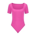 thumbnail image 4 of Wyobmus Women's Bodysuit Scoop Neck Short Sleeve Tank Thong Body Suits Outfits for Going Out Tummy Control Shapewear B-Hot Pink, 4 of 7
