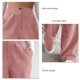 thumbnail image 3 of Pantalones sueltos para mujer, cintura alta, Color puro, cierre de botones, pantalones largos rectos para mujer, rosa, XL, 3 of 4