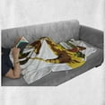 thumbnail image 6 of Beach Soft Flannel Fleece Throw Blanket, Image of Young Man in Hammock and Message in a Bottle at Beach Design, Cozy Plush for Indoor and Outdoor Use, 60" x 80", White Green Yellow, by Ambesonne, 6 of 6