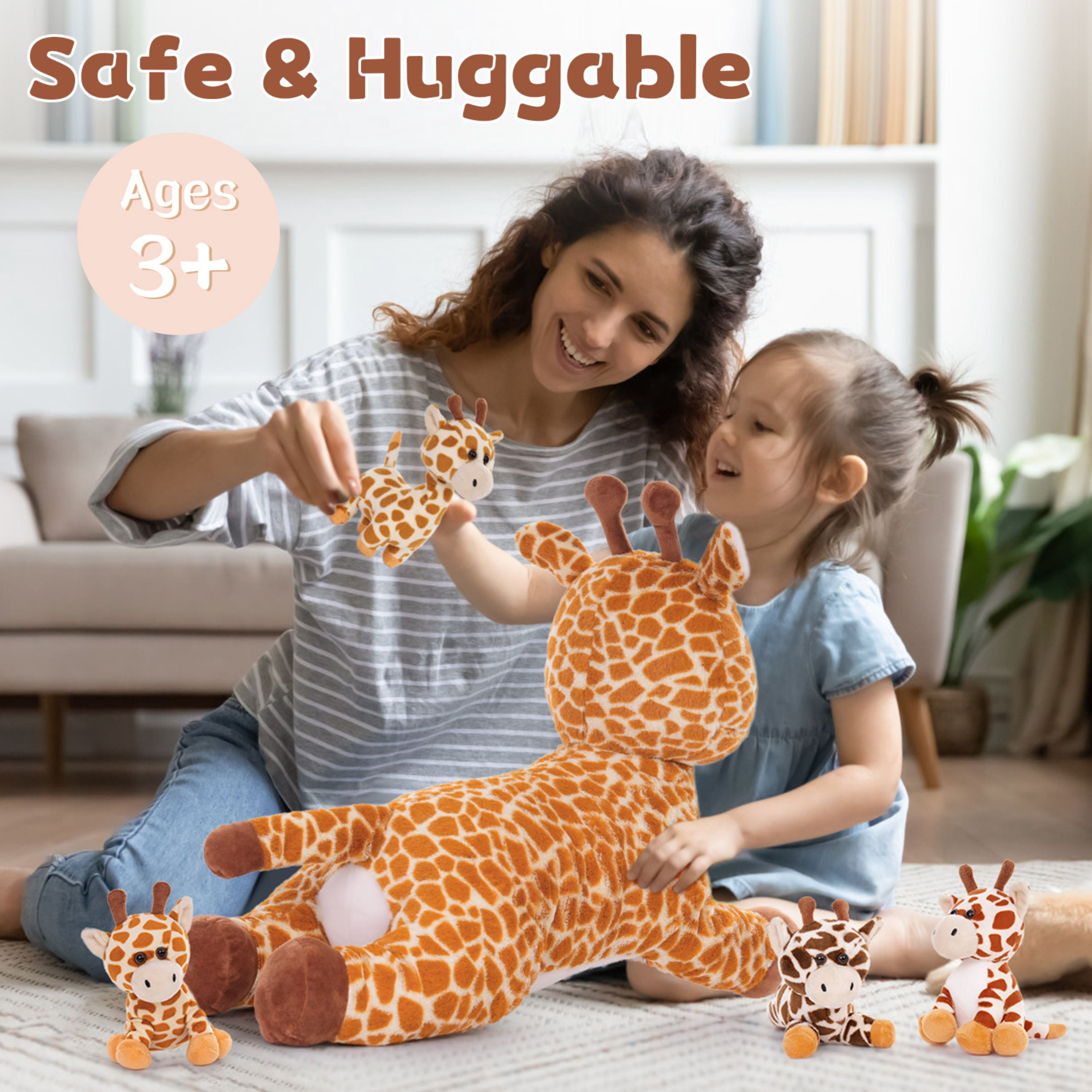 Muiteiur 5Pcs Giraffe Stuffed Animal Set 22" Giraffe Plush Toy with 4 Babies