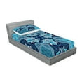 thumbnail image 2 of Ambesonne Vintage Fitted Sheet & Pillow Sham Set, Floral Paisley Bohemic, Twin, Blue Navy Blue and White, 2 of 2