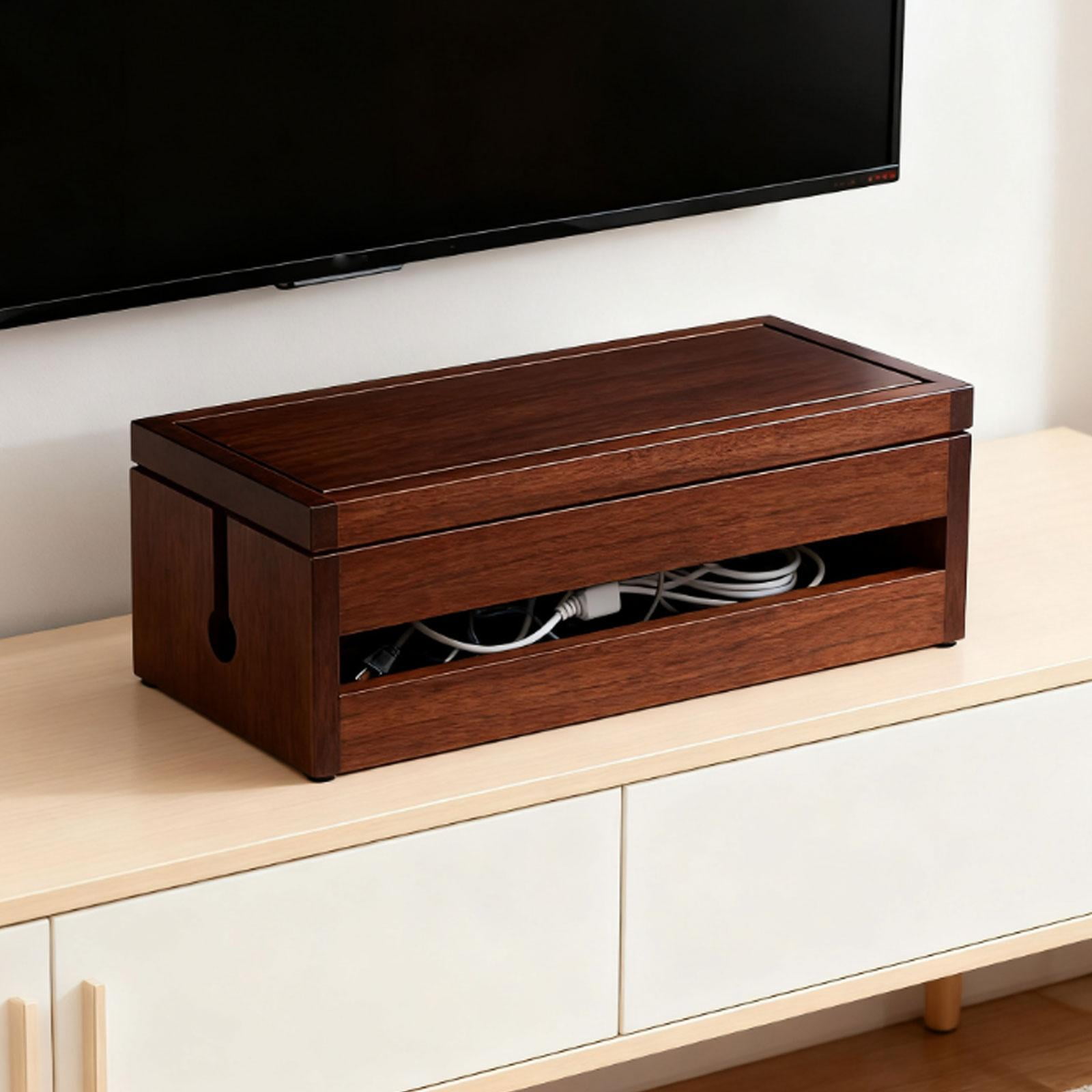 Fiocias Cable Management Box Cord Management Cable Organizer Box Cords Hider for TV Desk Brown