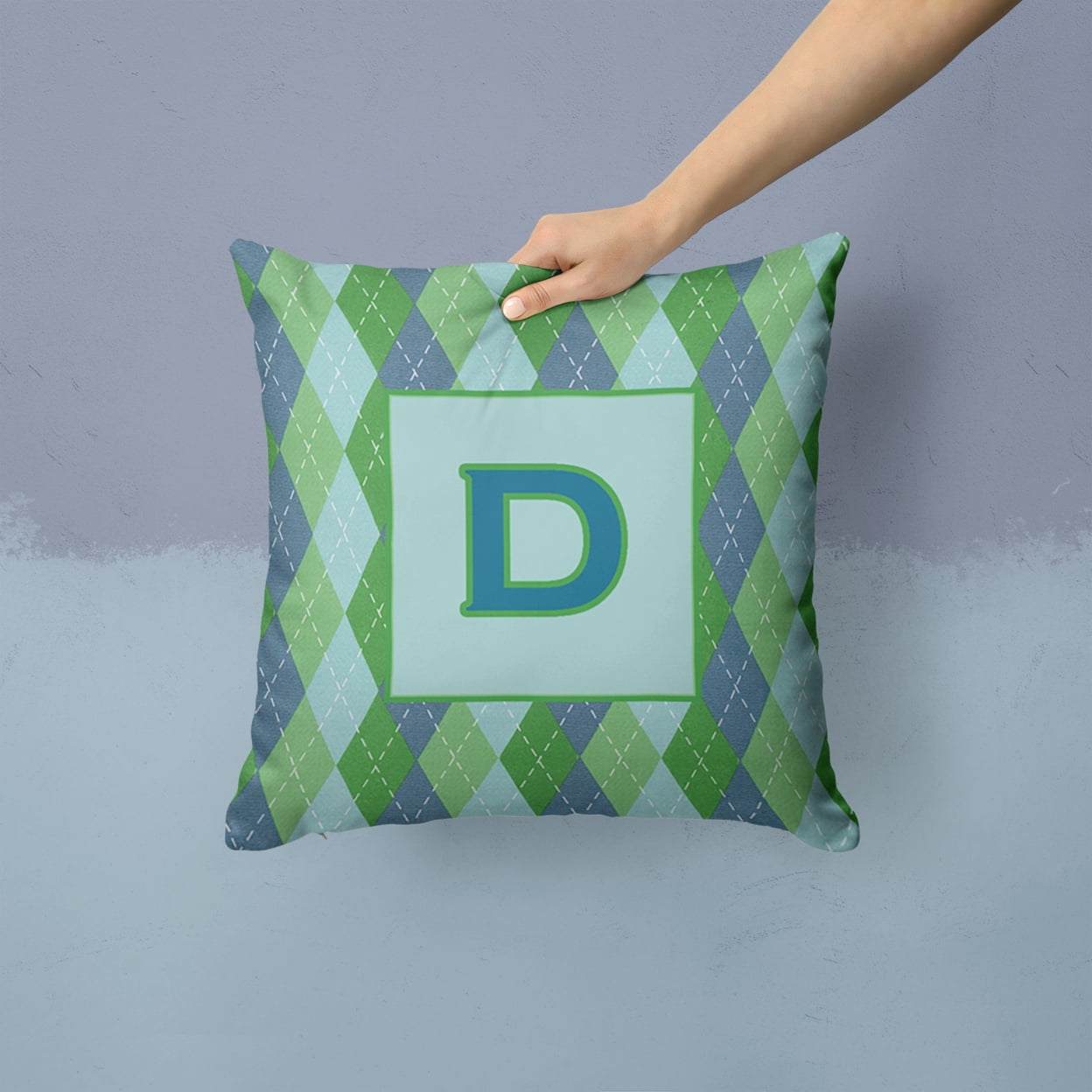 Carolines Treasures CJ1020-DPW1414 Monogram - Initial D Blue Argoyle Decorative Canvas Fabric Pillow CJ1020 14Hx14W