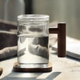 thumbnail image 4 of Taza de té de cristal con la taza de café de cristal de la manija de madera de la taza de té de Infuser y de la tapa, taza de cristal aislada, 4 of 5