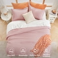 thumbnail image 4 of Sasttie Queen Comforter Set Rose Gold, 3 Piece Solid Bedding for All Seasons, Soft and Breathable Down Alternative Bed Set with 2 Pillowshams, 4 of 8