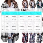 Otntypg Women Long Plaid Shacket Jacket Trendy Fall Casual Button Down Wool Blend Trench Coat Thick Warm Winter Clothing with Pockets Khaki S