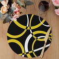 thumbnail image 3 of Yellow Geometric Round 15 Inch Placemats Set of 8, Modern Abstract Simple Lines Black HeatResistant Non Slip Place Mats for Dining Table, Wipeable Braided Kitchen Table Mats for Housewarming, 3 of 9