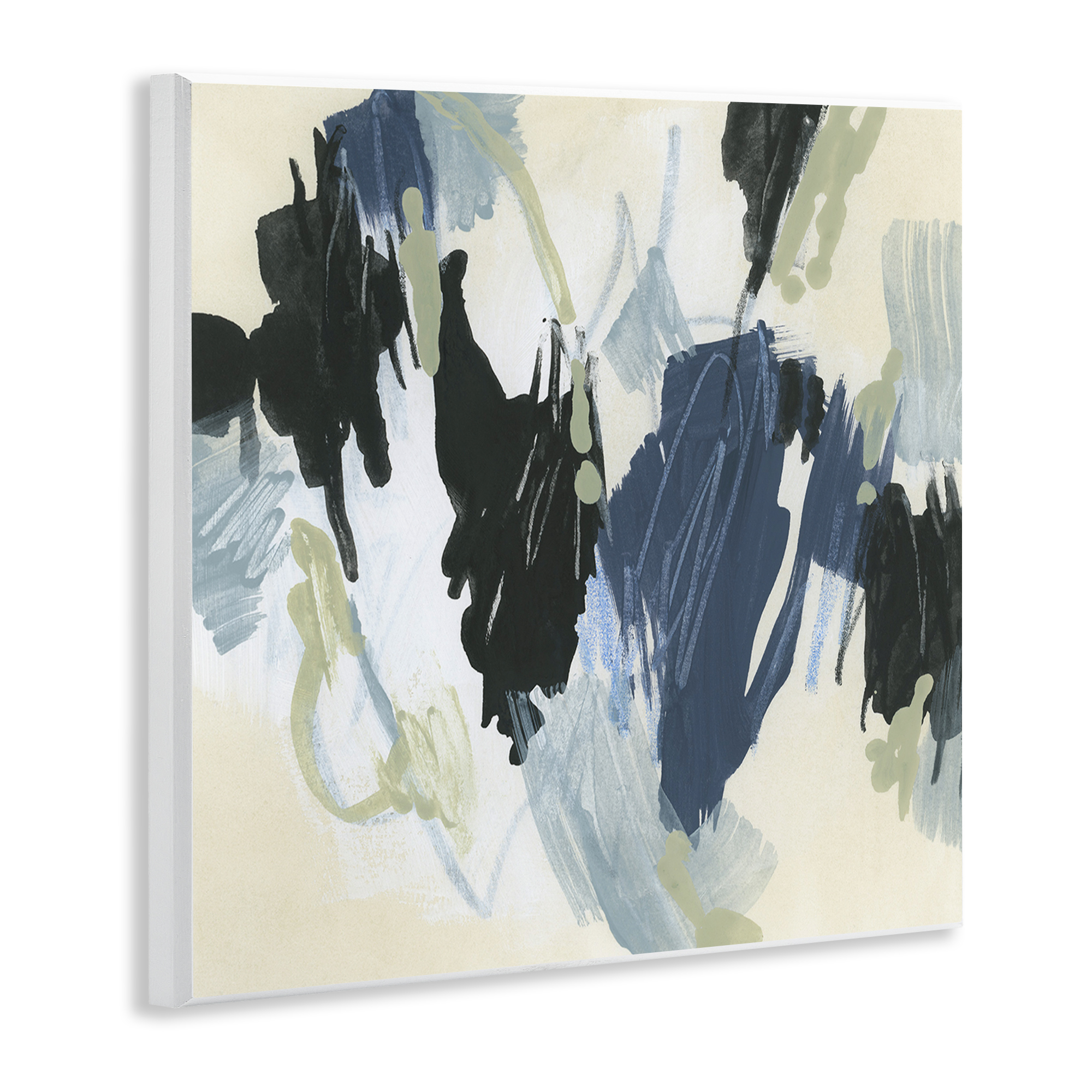 Stupell Industries Blue & Neutral Abstraction Abstract Painting Unframed Art Print Wall Art, 12 x 12