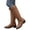 Coffee, variant on Womens Retro Leather Knee High Riding Boots Pointed Toe Comfortable Wide Calf Tall Fall Booties with Belt Buckle