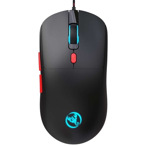 Mouse Gamer con Cable USB, Mouse de Computadora USB con 4 DPI Ajustables, Retroiluminación RGB LED, Botones Laterales, Diseño Ergonómico para PC, Laptop, Windows, Mac, Vista, Linux, Gamer, Negro