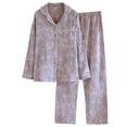 thumbnail image 2 of Helii Women Cotton Pajamas Set Long Sleeve Notch Collar Top and Pants Soft Breathable Sleepwear Lounge Set with Bamboo Floral Print Button Down Elastic Waist 2 Piece Pjs 3 Colors Pajama Set, 2 of 5
