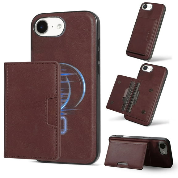 Detachable Wallet Case for iPhone 16e Card Slots Holder, Premium PU Leather Magnetic Cover Compatible with Mag-Safe, Shockproof Removable Flip Kickstand Protective Case, Winered