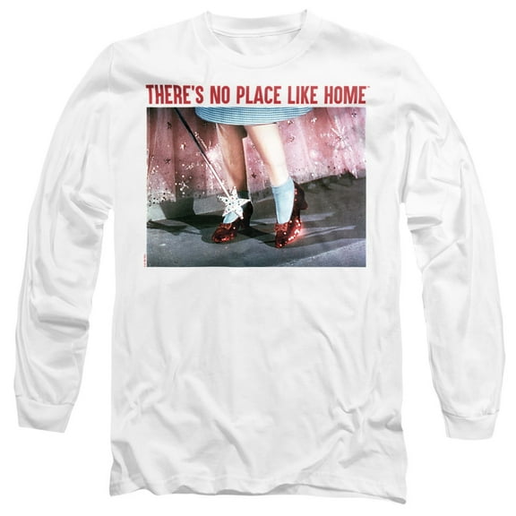 The Wizard of Oz No Place Like Home Unisex Adult Long-Sleeve T Shirt, White, Medium