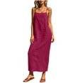 thumbnail image 2 of QUNYINEY Long Summer Sundresses for Women A Line Sleeveless Slip Dress Loose Fit Solid Beach Vacation Square Neckline Dresses, 2 of 5