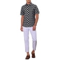 thumbnail image 2 of INSPIRE CHIC Polka Dots Pattern Shirt for Men's Point Collar Short Sleeves Printed Dress Shirts M Black, 2 of 6