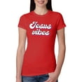 thumbnail image 1 of Wild Bobby, Jesus Vibes Inspirational/Christian Women Slim Fit Junior Tee, Red, X-Large, 1 of 6