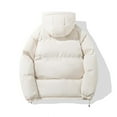 thumbnail image 4 of Men's Down Jackets Outdoor Hooded Puffer Jacket Long Sleeve Zip Up Down Jacket Fall Winter Warm Parka Padded Outwear Men's Jackets White L, 4 of 4