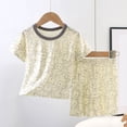 thumbnail image 2 of Cathalem Boys Girls Pajama Set Toddler Kids Viscose from Bamboo Pajamas Short Sleeve Pjs Snug Sleepwear Beige 2-3 Years, 2 of 3