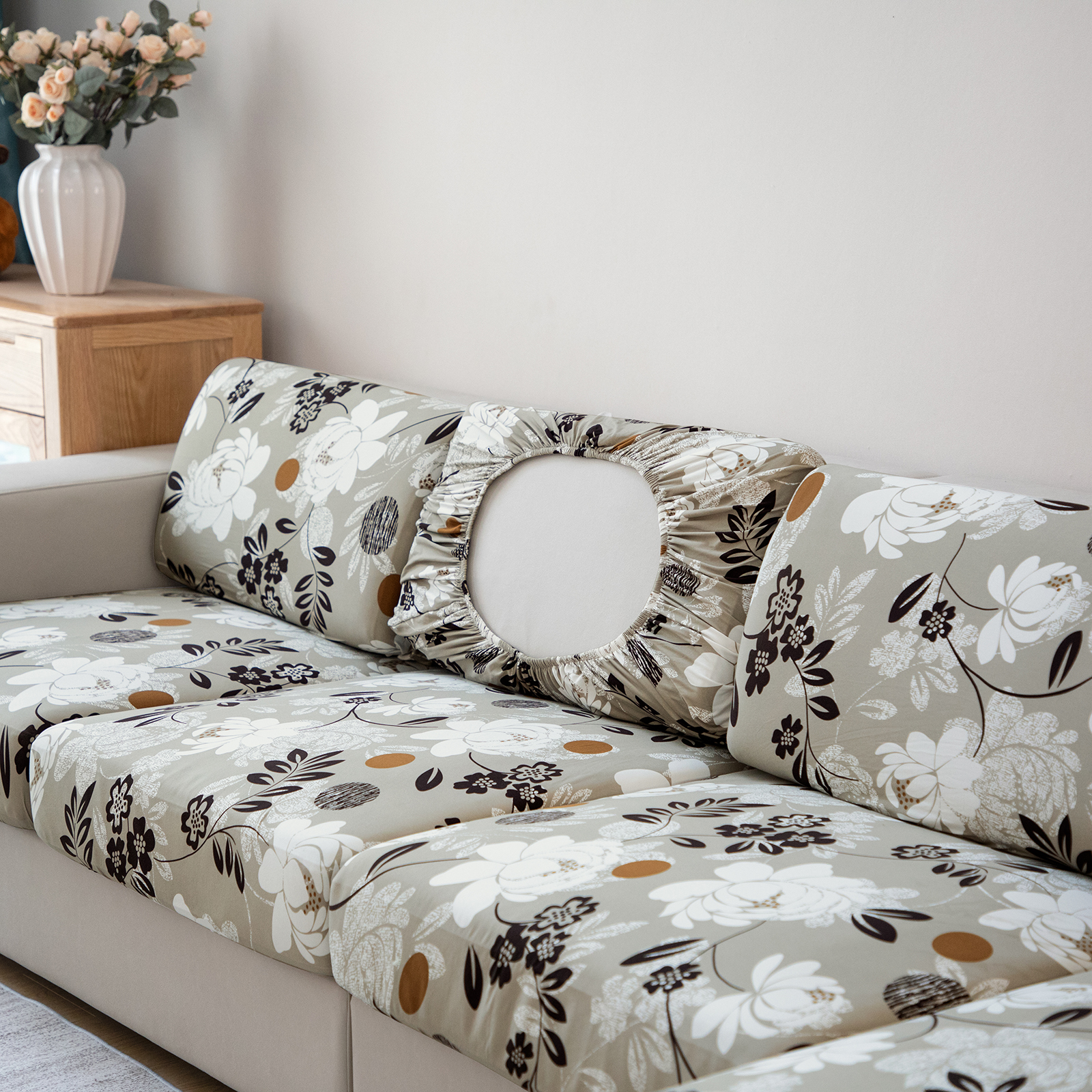 Rosnek Printed Floral Couch Cushion Cover Sofa Seat Slipcover Soft