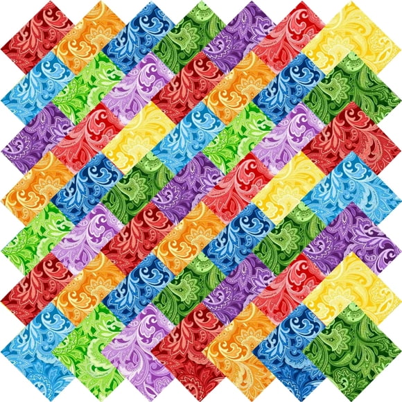 Paquete de cuadrados de tela, 10 x 10 cm, 100% algodón, 50 unidades, cachemir