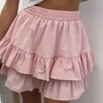 thumbnail image 5 of Hduncf Flowy Shorts for Women Mini Skirts High Elastic Waisted Tiered Smocked Ruffle Skirt Summer Casual Fashion Skorts Pink XXL, 5 of 7