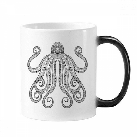 

Paint Octopus Eight Black Changing Color Mug Morphing Heat Sensitive Cup With Handles 350 ml