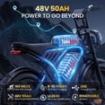 thumbnail image 3 of TakeMov Electric Bike for Adults, 750W Rated Motor, 48V 50Ah Dual Battery E Mountain Ebike, 20" x 4" Fat Tire Off-Road Ebike, Full Suspension, UL2849 (Black), 3 of 12