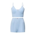 thumbnail image 2 of Douhoow 2Pcs Women Summer Pajamas, V-neck Sleeveless Camisole and Elastic Shorts, 2 of 9