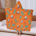 thumbnail image 5 of Orange Cartoon Dinosaurs Rockets Planets Pattern Hooded Bath Towel，60"x35" for Ages 3 To 12 Kids, Quick Dry Lightweight Soft Microfiber Hood Beach Towel Cover Up for Kids, 5 of 7