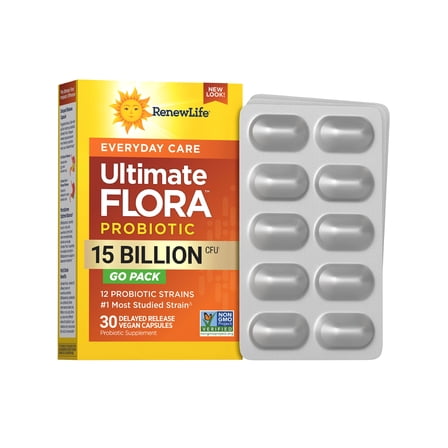 Ultimate Flora Probiotic Supplement | 30 Vegan Capsules | 15 Billion CFU | by Renew Life