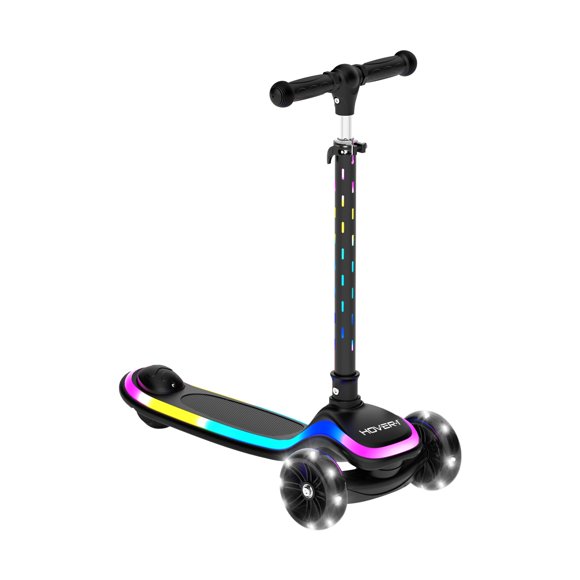 Hover-1 Chroma Trottinette Pliable pour Enfants avec Lumières Multicolores sur les Roues, Roues avant de 3”, Frein Arrière au Pied et Capacité de Charge de 110 LB