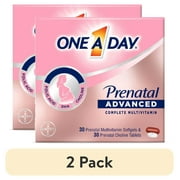 (2 pack) One A Day Advanced Prenatal Multivitamin with Choline, 30+30 Count