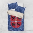 thumbnail image 1 of Serbia Bedding Set with Royal Animal Crest and Tulip Floral Blue Background, 1 of 7