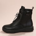 thumbnail image 5 of Mepaouo Women's Ankle Boots Lace up Waterproof Flat Motorcycle Riding Walking Combat Booties(Black,7.5), 5 of 9