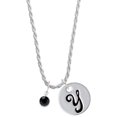 thumbnail image 1 of Delight Jewelry Crystal Black Channel Drop Silvertone Script Initial Disc - Y - Charm Necklace, 20"+3", 1 of 4