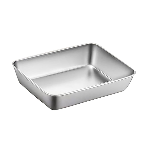 Stainless Steel Deep Tray Multi Purpose Food Storage Pan Household Serving Plate For Bbq Cold Dishes Kitchen(Silver-25.5Cm)