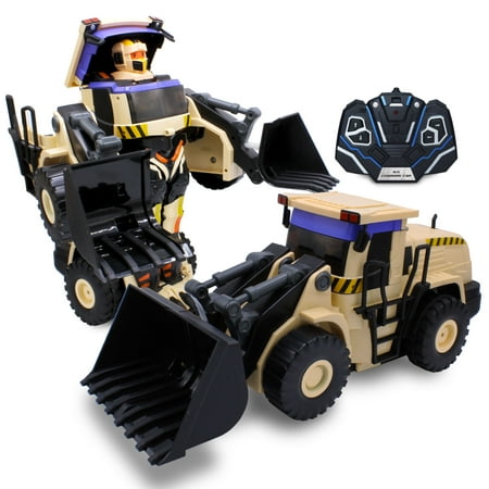 Helicopter 2.4 Ghz Metal - Kids RC Toy Car Transforming Robot Bulldozer Load Truck One Button Transformation Engine Sound Dance Mode 360 Spinning Speed Drifting 2 Band 2.4 GHz Remote Control RC Vehicle Toys for Children