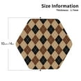 thumbnail image 2 of Lsque Argyle of brown Pattern 4" Drink Coasters Set of 4, PVC Leather Absorbent Coasters, Table Coaster Set Decorative Coffee Cup Coasters Housewarming Gift-Hexagon, 2 of 6