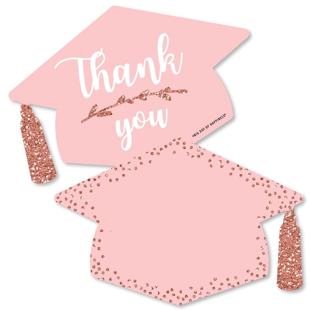 Big Dot of Happiness Rose Gold Grad - Shaped Thank You Cards - Graduation  Party Thank You Note Cards with Envelopes - Set of 21