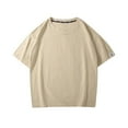 thumbnail image 2 of Fanxing Mens Linen T-Shirt Big and Tall Short Sleeve Summer Tees Loose Fit Crewneck Muscle T Shirts Beige,XL, 2 of 4