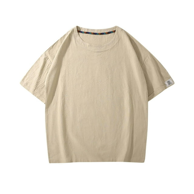 Maplenight T-Shirts en Coton Épais pour Hommes Col Rond Manches Courtes Mode Décontractée