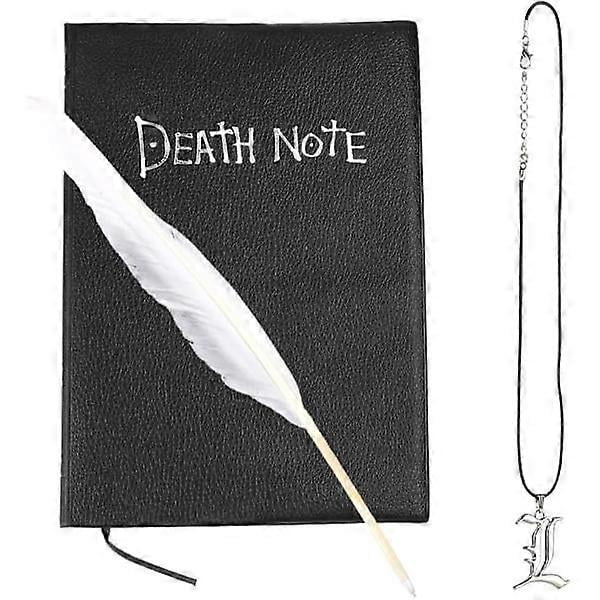 Death Note Notebook, Anime Theme with Necklace and Feather Pen, School Office Supplies Gift, 21