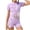 Purple, variant on ZQUUVOU Girls Short Sleeve Rash Guard Cute Print Zipper Front Boyleg One Piece Swimsuit Athletic Surfing Swimwear Pink