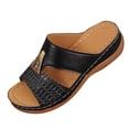 thumbnail image 2 of Fashion Plus Size Wedge Sandales for Womens Slip-On Casual Spring Versatile Beach Wedge Solid Color Peep-Toe Open-Toe Slippers, 2 of 9